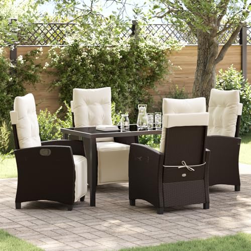HOMEELIKE 5-TLG. Garten-Essgruppe Braun Poly Rattan von HOMEELIKE