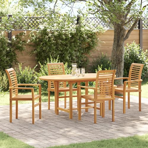 HOMEELIKE 5-TLG. Garten-Essgruppe Massivholz Teak von HOMEELIKE