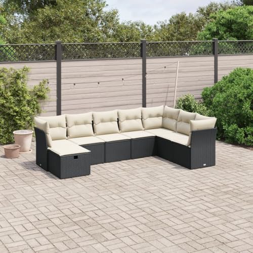 1. 5-teilige Poly Rattan Garten Essgruppe Beige ¨C Wetterfeste Sitzgruppe mit Polstern f¨¹r Terrasse und Garten von HOMEELIKE