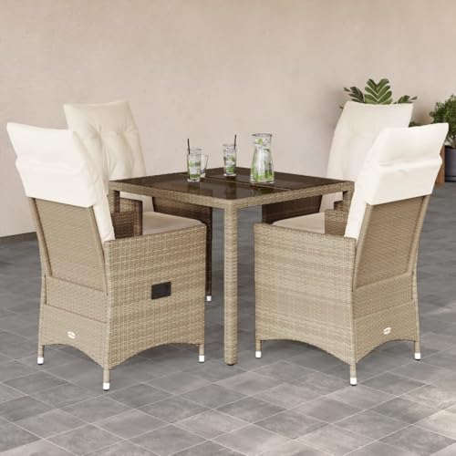 5-teilige Garten-Essgruppe mit Kissen Beige Poly Rattan 5-teilige Garten-Essgruppe mit Kissen Beige Poly Rattan von HOMEELIKE