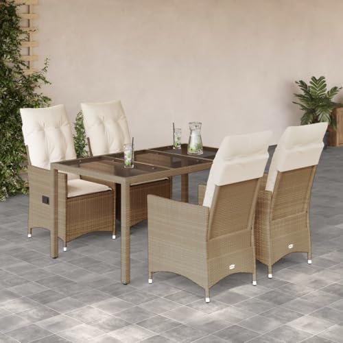 HOMEELIKE 5-TLG. Garten-Essgruppe mit Kissen Beige Poly Rattan HOMEELIKE 5-TLG. Garten-Essgruppe mit Kissen Beige Poly Rattan von HOMEELIKE