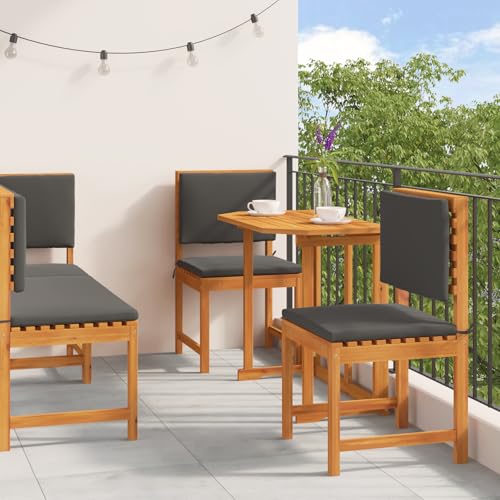 HOMEELIKE 5-TLG. Garten-Essgruppe mit Kissen Massivholz Akazie von HOMEELIKE