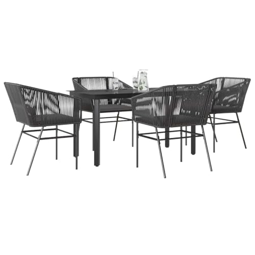 HOMEELIKE 5-TLG. Garten-Essgruppe mit Kissen Schwarz Poly Rattan Glas HOMEELIKE 5-TLG. Garten-Essgruppe mit Kissen Schwarz Poly Rattan Glas von HOMEELIKE