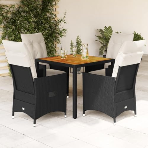 HOMEELIKE Garten-Essgruppe 5-teilig mit bequemen Kissen in Schwarz aus Poly Rattan HOMEELIKE Garten-Essgruppe 5-teilig mit bequemen Kissen in Schwarz aus Poly Rattan von HOMEELIKE