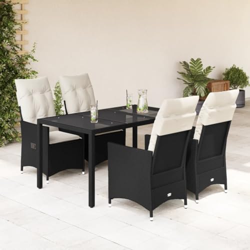 HOMEELIKE 5-TLG. Garten-Essgruppe mit Kissen Schwarz Poly Rattan HOMEELIKE 5-TLG. Garten-Essgruppe mit Kissen Schwarz Poly Rattan von HOMEELIKE