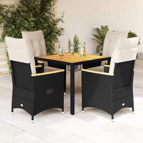 HOMEELIKE 5-TLG. Garten-Essgruppe mit Kissen Schwarz Poly Rattan HOMEELIKE 5-TLG. Garten-Essgruppe mit Kissen Schwarz Poly Rattan von HOMEELIKE