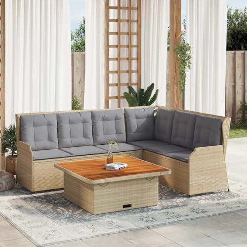HOMEELIKE 5-TLG. Garten-Lounge-Set mit Kissen Beige Poly Rattan HOMEELIKE 5-TLG. Garten-Lounge-Set mit Kissen Beige Poly Rattan von HOMEELIKE