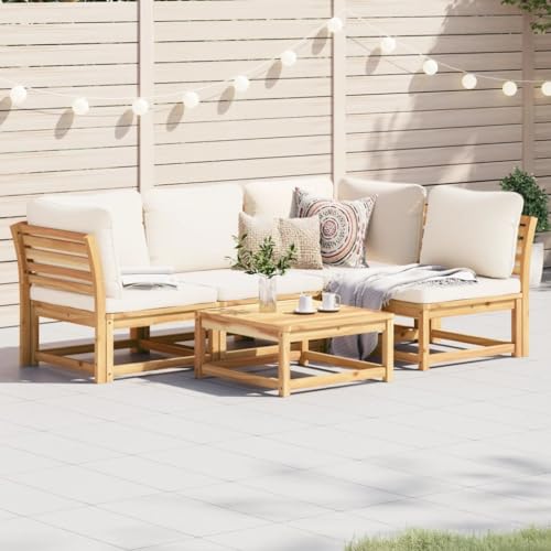 HOMEELIKE 5-TLG. Garten-Lounge-Set mit Kissen Massivholz Akazie von HOMEELIKE