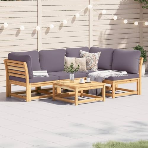 HOMEELIKE 5-TLG. Garten-Lounge-Set mit Kissen Massivholz Akazie von HOMEELIKE
