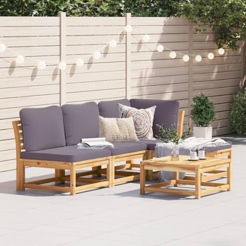 HOMEELIKE 5-TLG. Garten-Lounge-Set mit Kissen Massivholz Akazie von HOMEELIKE