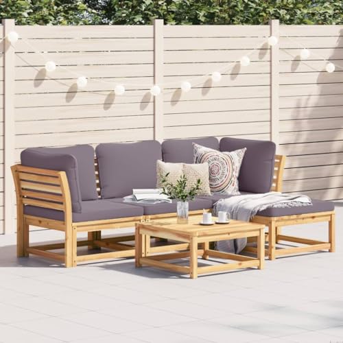 HOMEELIKE 5-TLG. Garten-Lounge-Set mit Kissen Massivholz Akazie von HOMEELIKE
