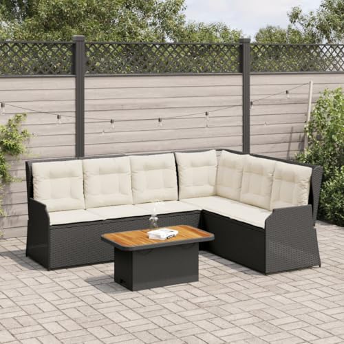 HOMEELIKE 5-TLG. Garten-Lounge-Set mit Kissen Schwarz Poly Rattan HOMEELIKE 5-TLG. Garten-Lounge-Set mit Kissen Schwarz Poly Rattan von HOMEELIKE