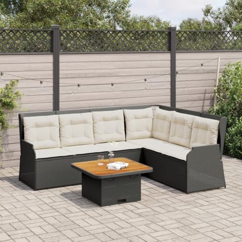 HOMEELIKE 5-TLG. Garten-Lounge-Set mit Kissen Schwarz Poly Rattan HOMEELIKE 5-TLG. Garten-Lounge-Set mit Kissen Schwarz Poly Rattan von HOMEELIKE