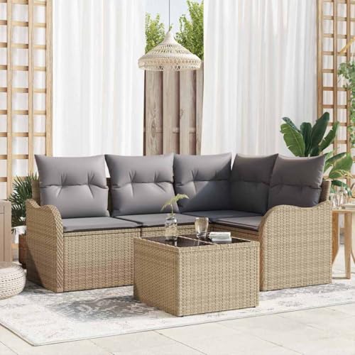 HOMEELIKE 5-TLG. Garten-Sofagarnitur mit Kissen Schwarz Poly Rattan HOMEELIKE 5-TLG. Garten-Sofagarnitur mit Kissen Schwarz Poly Rattan von HOMEELIKE