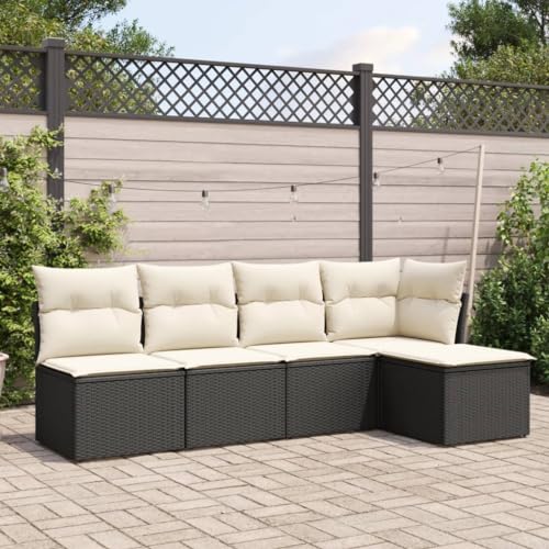 HOMEELIKE 5-TLG. Garten-Sofagarnitur mit Kissen Schwarz Poly Rattan HOMEELIKE 5-TLG. Garten-Sofagarnitur mit Kissen Schwarz Poly Rattan von HOMEELIKE
