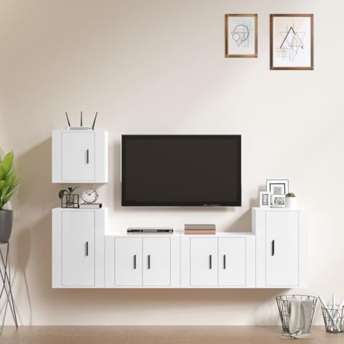 HOMEELIKE 5-TLG. TV-Schrank-Set Hochglanz-Wei? Holzwerkstoff von HOMEELIKE