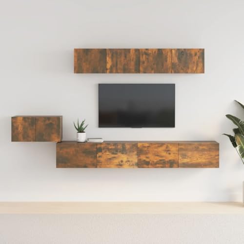 HOMEELIKE 5-TLG. TV-Schrank-Set R?uchereiche Holzwerkstoff von HOMEELIKE