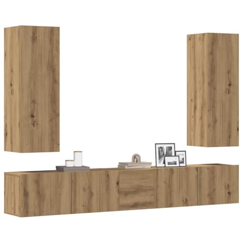 HOMEELIKE 5-TLG. TV-Schrank-Set Wandmontage Artisan-Eiche Holzwerkstoff von HOMEELIKE
