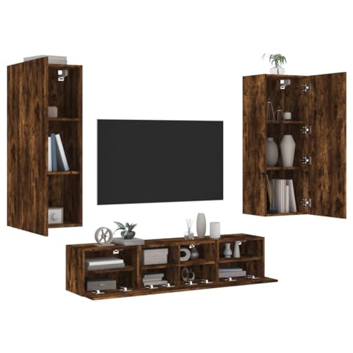 HOMEELIKE 5-TLG. Wohnwand R?uchereiche Holzwerkstoff von HOMEELIKE