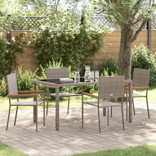 HOMEELIKE 5-teilige Garten Essgruppe Grau Poly-Rattan von HOMEELIKE