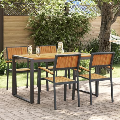 HOMEELIKE 5-teilige Garten-Essgruppe aus massivem Holz Akazie und Metall HOMEELIKE 5-teilige Garten-Essgruppe aus massivem Holz Akazie und Metall von HOMEELIKE