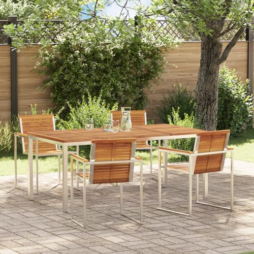 HOMEELIKE 5-teiliges Garten Essgruppen Set aus massivem Akazienholz von HOMEELIKE
