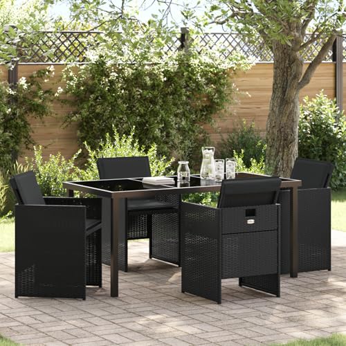 HOMEELIKE 5-teiliges Garten Essm?Bel Set mit Kissen Schwarz Poly Rattan HOMEELIKE 5-teiliges Garten Essm?Bel Set mit Kissen Schwarz Poly Rattan von HOMEELIKE