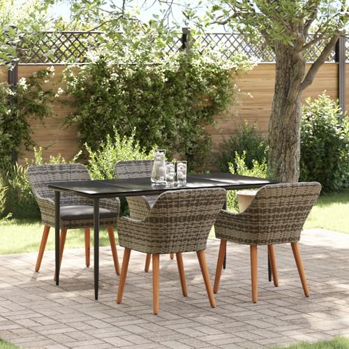 HOMEELIKE 5-teiliges Garten Essset Grau Poly Rattan HOMEELIKE 5-teiliges Garten Essset Grau Poly Rattan von HOMEELIKE