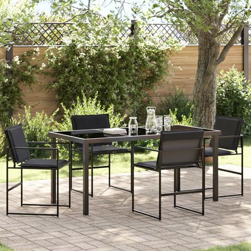 HOMEELIKE 5-teiliges Garten-Essset mit Kissen Schwarz Textilene und Stahl HOMEELIKE 5-teiliges Garten-Essset mit Kissen Schwarz Textilene und Stahl von HOMEELIKE