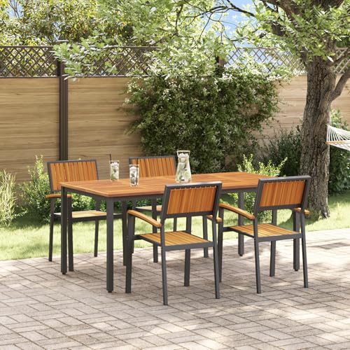 HOMEELIKE 5-teiliges Garten-Esszimmer-Set aus massivem Akazienholz und Metall HOMEELIKE 5-teiliges Garten-Esszimmer-Set aus massivem Akazienholz und Metall von HOMEELIKE
