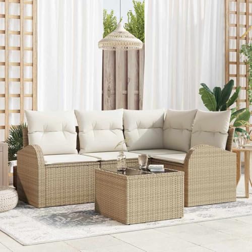 HOMEELIKE 5-teiliges Garten Sofa Set mit Kissen aus braunem Poly Rattan HOMEELIKE 5-teiliges Garten Sofa Set mit Kissen aus braunem Poly Rattan von HOMEELIKE