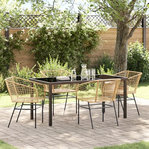 HOMEELIKE 5-teiliges Gartendining-Set Brauner Poly-Rattan von HOMEELIKE