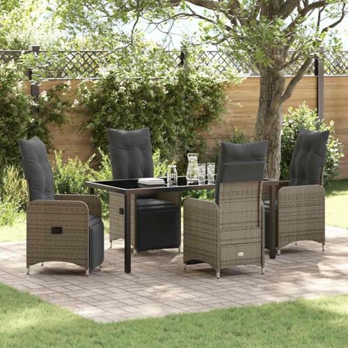 HOMEELIKE 5-teiliges Gartentisch-Set mit Kissen in Grau aus Poly-Rattan HOMEELIKE 5-teiliges Gartentisch-Set mit Kissen in Grau aus Poly-Rattan von HOMEELIKE