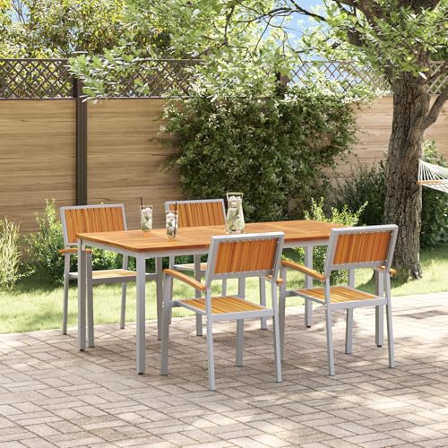 HOMEELIKE 5-teiliges Gartentischset aus solidem Akazienholz und Metall HOMEELIKE 5-teiliges Gartentischset aus solidem Akazienholz und Metall von HOMEELIKE