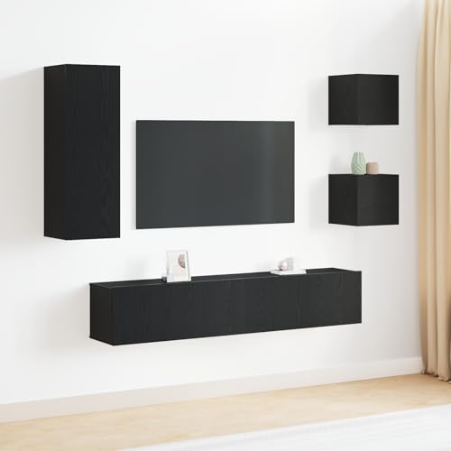 HOMEELIKE 5-teiliges TV-Schrank-Set in Schwarz-Eiche von HOMEELIKE