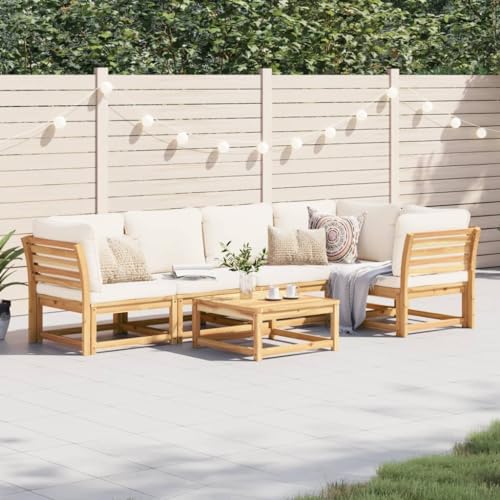 HOMEELIKE 6-TLG. Garten-Lounge-Set mit Kissen Massivholz Akazie von HOMEELIKE