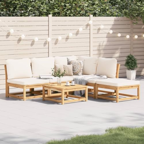 HOMEELIKE 6-TLG. Garten-Lounge-Set mit Kissen Massivholz Akazie von HOMEELIKE