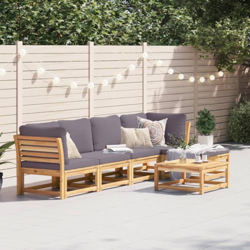 HOMEELIKE 6-TLG. Garten-Lounge-Set mit Kissen Massivholz Akazie von HOMEELIKE