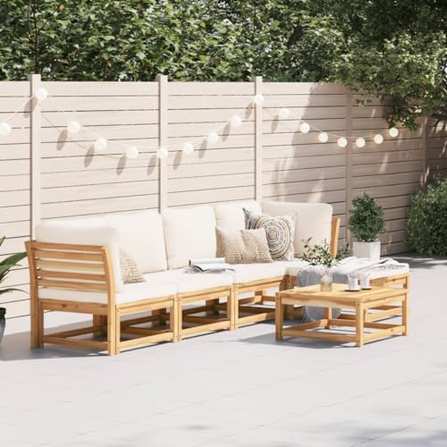 HOMEELIKE 6-TLG. Garten-Lounge-Set mit Kissen Massivholz Akazie von HOMEELIKE
