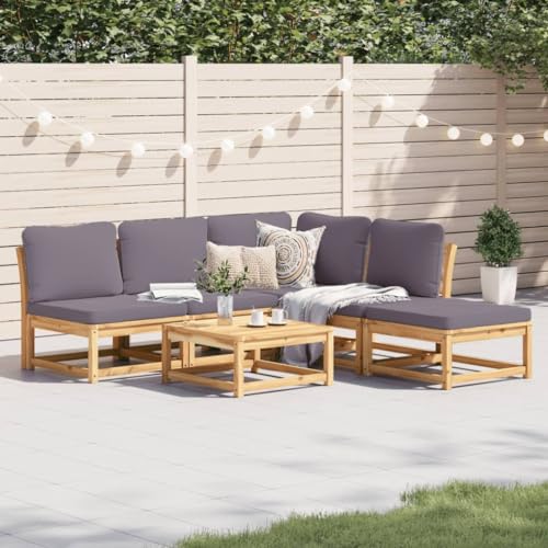 HOMEELIKE 6-TLG. Garten-Lounge-Set mit Kissen Massivholz Akazie von HOMEELIKE