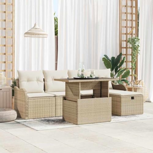 HOMEELIKE 6-TLG. Garten-Sofagarnitur mit Kissen Beige Poly Rattan HOMEELIKE 6-TLG. Garten-Sofagarnitur mit Kissen Beige Poly Rattan von HOMEELIKE