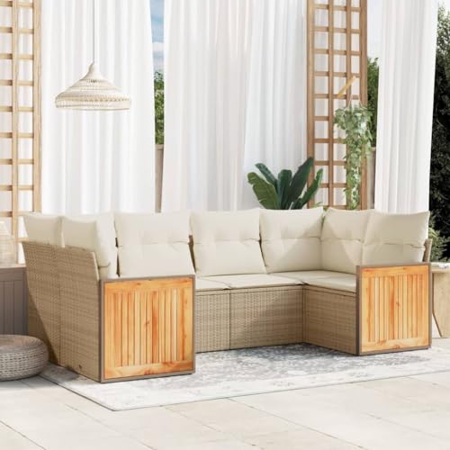 HOMEELIKE 6-TLG. Garten-Sofagarnitur mit Kissen Beige Poly Rattan HOMEELIKE 6-TLG. Garten-Sofagarnitur mit Kissen Beige Poly Rattan von HOMEELIKE