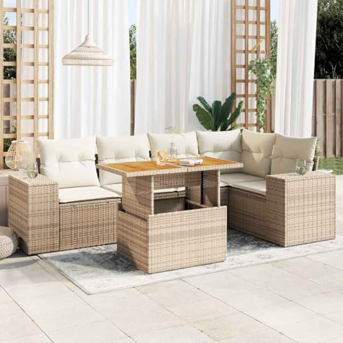 HOMEELIKE 6-TLG. Garten-Sofagarnitur mit Kissen Beige Poly Rattan HOMEELIKE 6-TLG. Garten-Sofagarnitur mit Kissen Beige Poly Rattan von HOMEELIKE