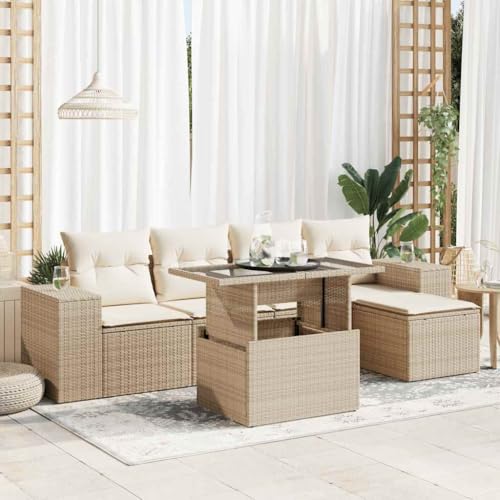 HOMEELIKE 6-TLG. Garten-Sofagarnitur mit Kissen Beige Poly Rattan HOMEELIKE 6-TLG. Garten-Sofagarnitur mit Kissen Beige Poly Rattan von HOMEELIKE