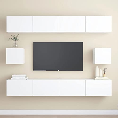 HOMEELIKE 6-TLG. TV-Schrank-Set Wei? Holzwerkstoff von HOMEELIKE