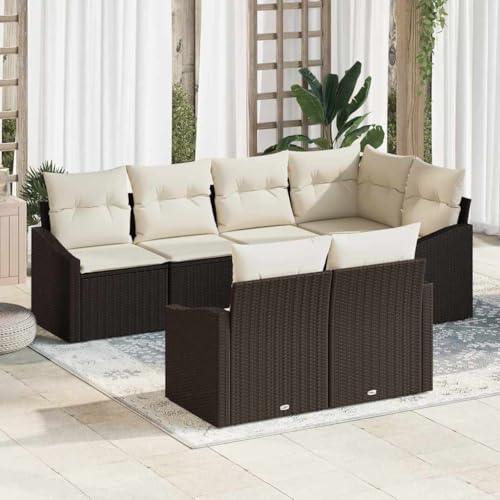 HOMEELIKE 7-TLG. Garten-Essgruppe mit Kissen Braun Poly Rattan HOMEELIKE 7-TLG. Garten-Essgruppe mit Kissen Braun Poly Rattan von HOMEELIKE