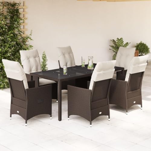HOMEELIKE 7-TLG. Garten-Essgruppe mit Kissen Braun Poly Rattan HOMEELIKE 7-TLG. Garten-Essgruppe mit Kissen Braun Poly Rattan von HOMEELIKE
