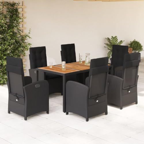 7-teilige Essgruppe Garten mit Polyrattan Sitzgruppe Set Schwarz 7-teilige Essgruppe Garten mit Polyrattan Sitzgruppe Set Schwarz von HOMEELIKE