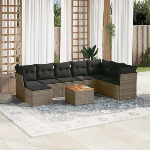 1. 7-teiliges Poly Rattan Gartensofa-Set mit Auflagen, braun, wetterbest?ndig, mit Stauraum und Kissen von HOMEELIKE