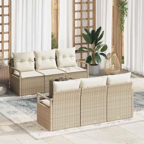 HOMEELIKE 7-TLG. Garten-Sofagarnitur mit Kissen Beige Poly Rattan HOMEELIKE 7-TLG. Garten-Sofagarnitur mit Kissen Beige Poly Rattan von HOMEELIKE